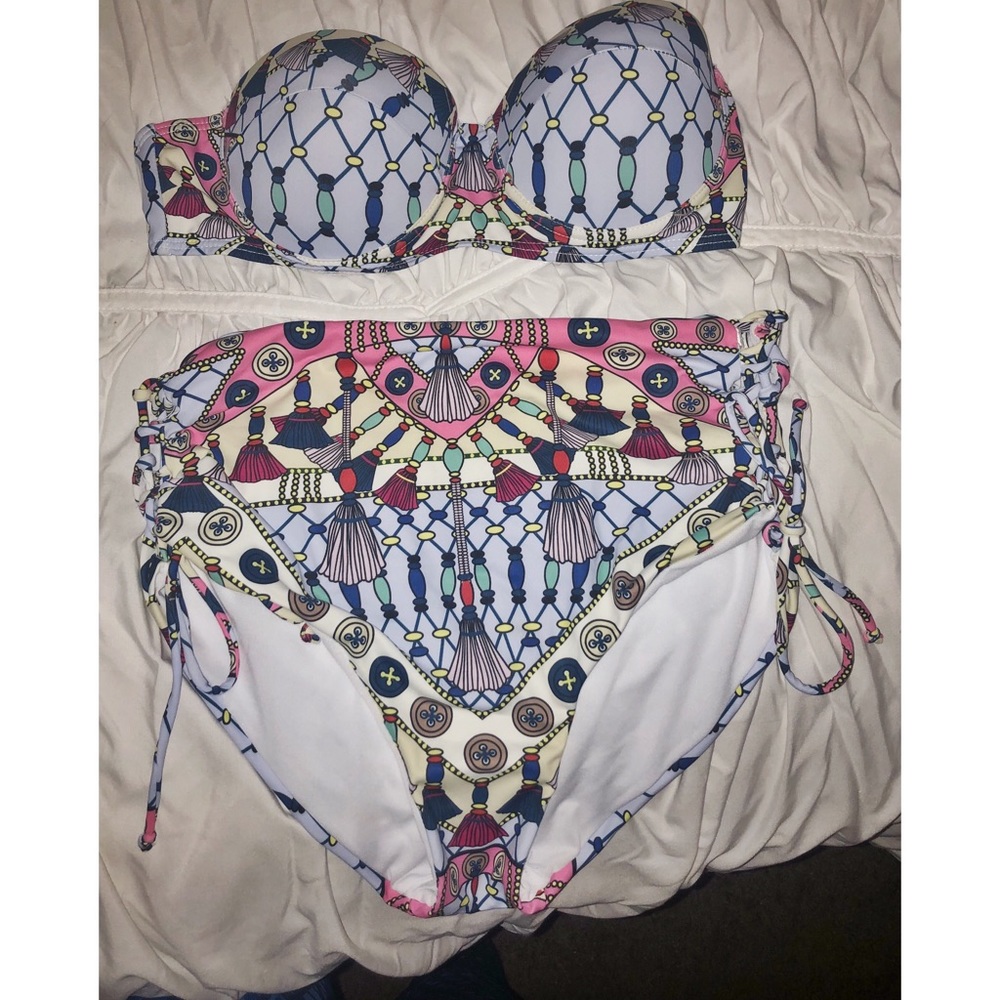 High waisted print bikini